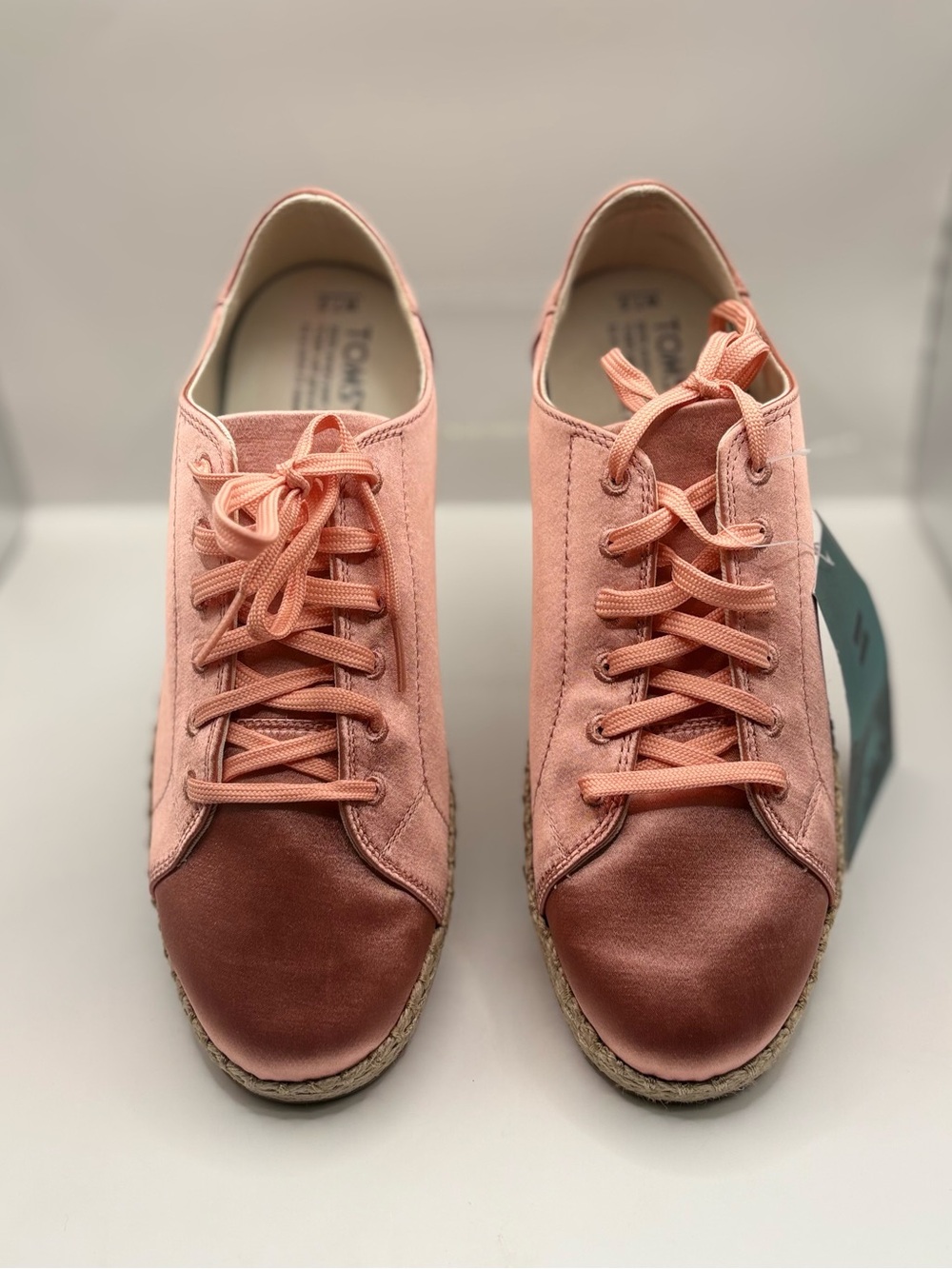 TOMS Women’s Peach Pink Canvas & Leather Lace-Up Sneakers